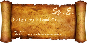 Szigethy Elemér névjegykártya